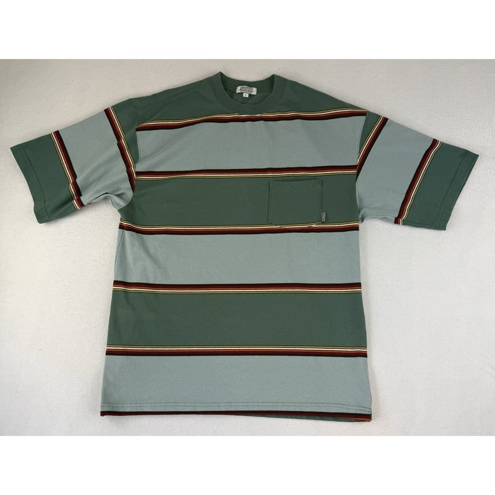 Rusty Pocket T Shirt Men's Large Striped Vintage 90s Surfer Beach Made In USA